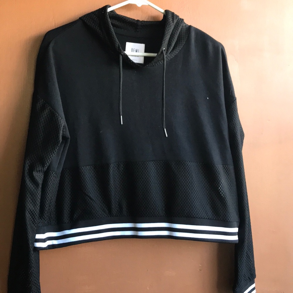 Fabletics Crop Top B&W Stripe Jacket